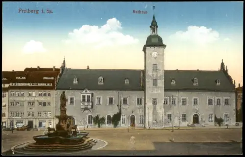 Ansichtskarte Freiberg (Sachsen) Rathaus Amtsapotheke 1914