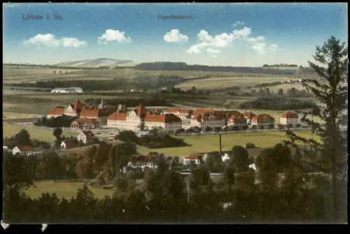 Ansichtskarte Löbau Fernblick auf die Kaserne 1914