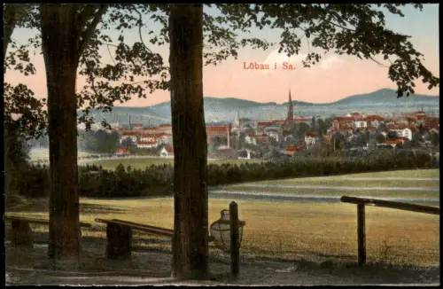 Ansichtskarte Löbau Bänke am Stadtrand 1914