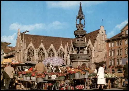 Braunschweig Marktstände Altstadtmarkt Marienbrunnen und Altstadt-Rathaus 1970