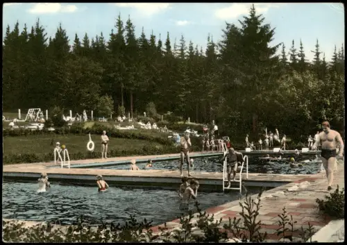 Ansichtskarte Bischofsgrün Schwimmbad Freibad 1970