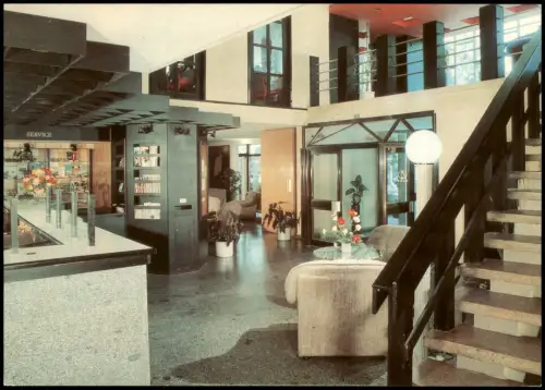 Ansichtskarte Suhl Foyer Interhotel "Thüringen Tourist" zur DDR-Zeit 1987