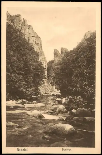 Ansichtskarte Treseburg Bodetal Harz Bode Fluss Partie am Bodetor 1910