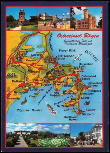 Ansichtskarte Rügen Rügen Mönchgut Landkarte Granitz Göhren 1995