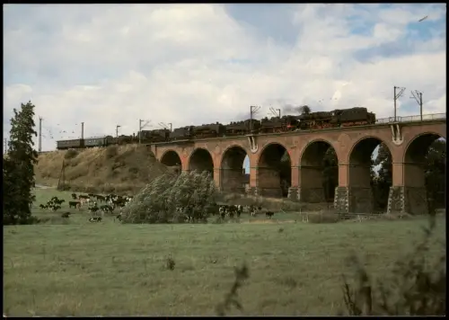 Steinpleis Kreis Werdau Lokzug auf der Römertalbrücke, Steinpleis 1991