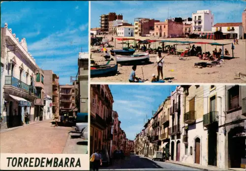 Postale Torredembarra Mehrbildansicht: Strand und Straßenszenen 1970