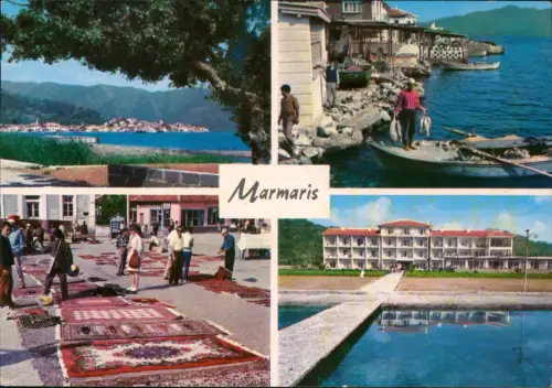 Türkei (allgemein) Mehrbildkarte Marmaris: Hafen, Hotel und Straßenszenen 1972
