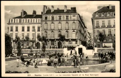 CPA Nantes Le nouveau Square et la Rue Kervigan 1940