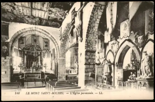 Le Mont-Saint-Michel Eglise paroissiale Innenansicht Kirche 1910