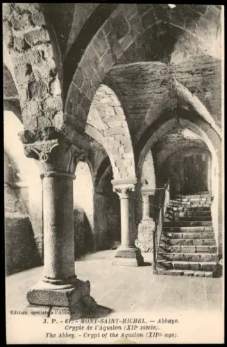CPA Le Mont-Saint-Michel Abbaye Crypte de l'Aquilon The Abbey 1910
