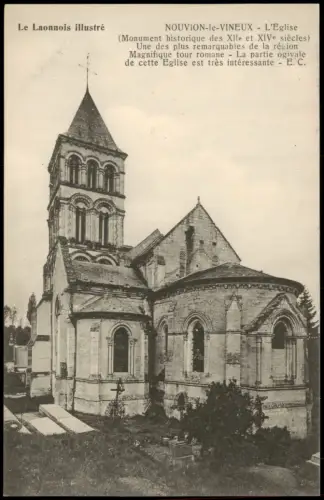 CPA Nouvion-le-Vineux Aisne Kirche mit romanischem Turm 1915