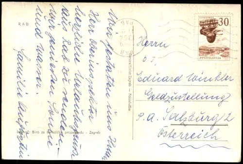 Postcard Rab Arbe Luftbild areal view 1964