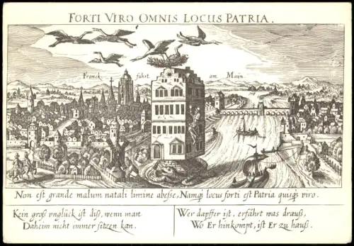 Frankfurt am Main nach Kupferstich Forti Viro Omnis Locus Patria 1625/1977