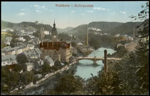 Ansichtskarte Waldheim (Sachsen) Blick über die Stadt 1913