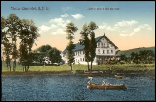Postcard Niedereinsiedel Dolní Poustevna Gasthof zum alten Gericht. 1913
