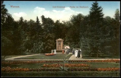 Ansichtskarte Wurzen Juel-Denkmal. Partie im Stadtpark. 1913