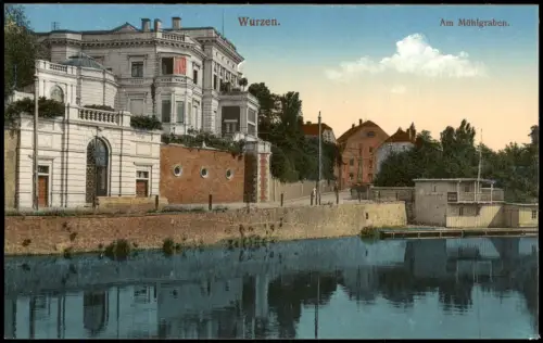 Ansichtskarte Wurzen Am Mühlgraben. Bootsanleger 1913