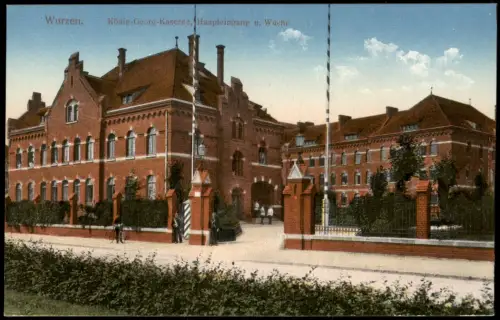 Ansichtskarte Wurzen König-Georg-Kaserne, Haupteingang 1913
