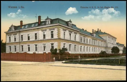 Ansichtskarte Wurzen Kaserne d. K. S. 14. Inf.-Regts. No. 179. 1913