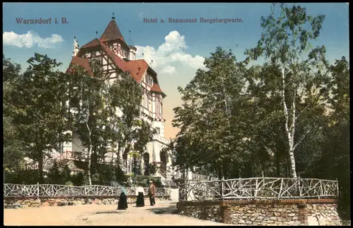 Postcard Warnsdorf Varnsdorf Restaurant Burgsbergwarte 1914