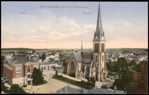Ansichtskarte Geringswalde Stadt Schule und Kirche 1913