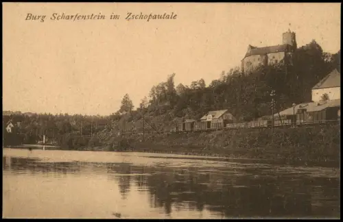 Scharfenstein Drebach Erzgebirge Burg Scharfenstein, Bahnhof Zschopautale 1913