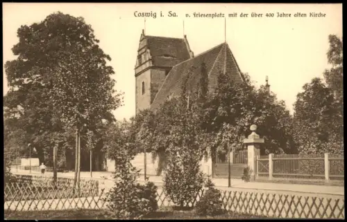Coswig (Sachsen) Friesenplatz mit der über 400 Jahre alten Kirche 1913