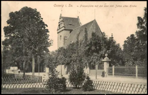 Coswig (Sachsen) Friesenplatz mit der über 400 Jahre alten Kirche 1913