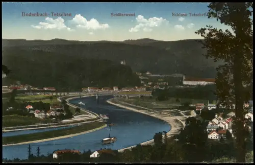 Postcard Tetschen-Bodenbach Decín Partie bei der Stadt 1915