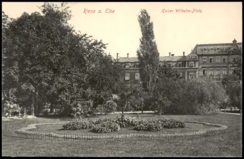 Ansichtskarte Riesa Kaiser-Wilhelm-Platz, Teilansicht 1913