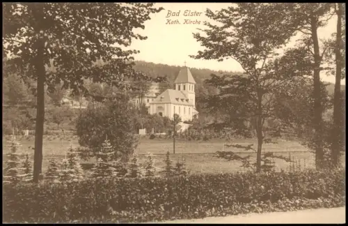 Ansichtskarte Bad Elster Blick auf die Kath. Kirche 1913