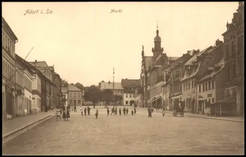 Ansichtskarte Adorf (Vogtland) Markt Geschäfte 1913