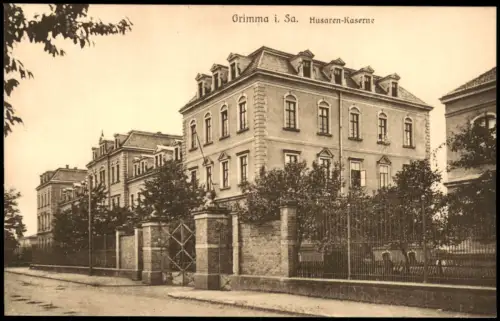 Ansichtskarte Grimma Husaren-Kaserne 1913