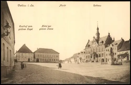 Ansichtskarte Dahlen Markt Gasthof zum goldnen Engel Hotel 1913
