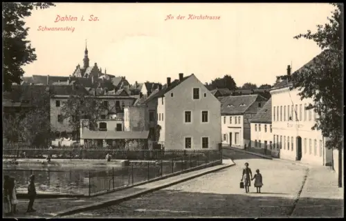 Ansichtskarte Dahlen An der Kirchstrasse Schwanensteig 1913