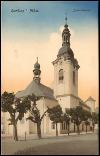 Rumburg Rumburk Partie an der Dekanalkirche Tetschen Decin Böhmen Bohemia 1909