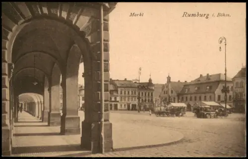 Postcard Rumburg Rumburk Markt Laubengang 1913