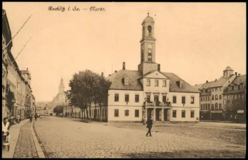 Ansichtskarte Rochlitz Markt, Straßenpartie 1913