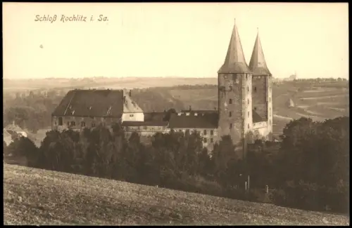 Ansichtskarte Rochlitz Schloss Seitenansicht Fernsicht 1913