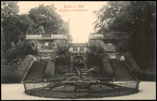 Ansichtskarte Riesa Freitreppe im Stadtpark 1913