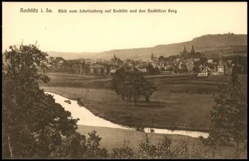 Rochlitz Blick vom Schellenberg auf Rochlitz und den Rochlitzer Berg 1913