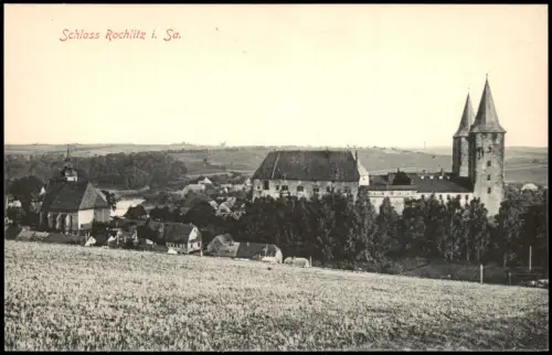 Ansichtskarte Rochlitz Blick vom Stadtrand auf das Schloß 1913