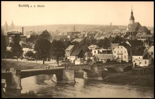 Ansichtskarte Rochlitz Stadtpartie - Brücke 1913