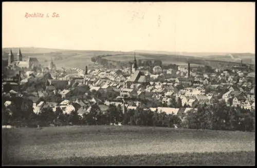 Ansichtskarte Rochlitz Fernblick auf die Stadt 1913