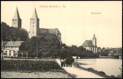 Ansichtskarte Rochlitz Uferpartie Schloß 1913