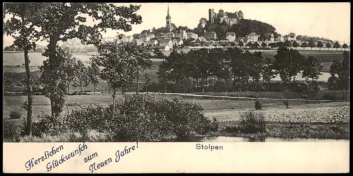 Ansichtskarte Stolpen Totale Neujahr Gruß 1912