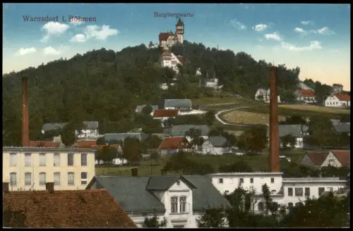 Postcard Warnsdorf Varnsdorf Fabriken und Burgbergwarte 1913