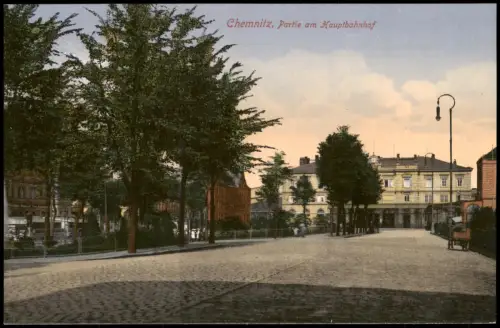 Ansichtskarte Chemnitz Partie am Hauptbahnhof 1917
