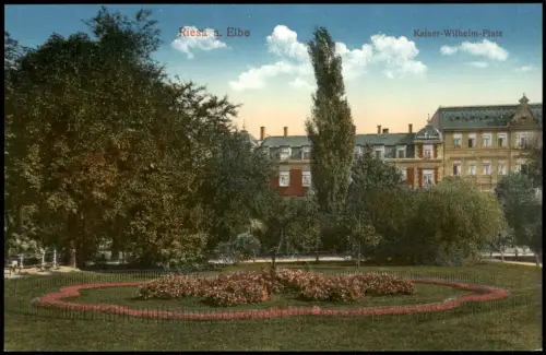 Ansichtskarte Riesa Kaiser-Wilhelm-Platz Anlagen 1917