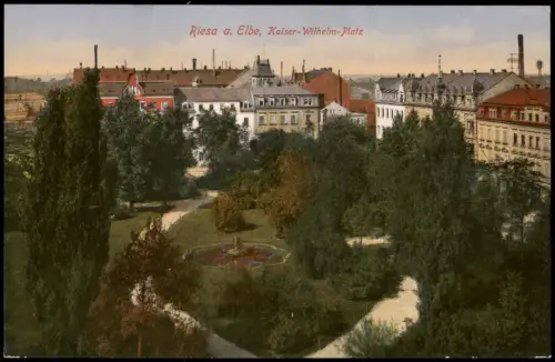 Ansichtskarte Riesa Blick über den Kaiser-Wilhelm-Platz 1913